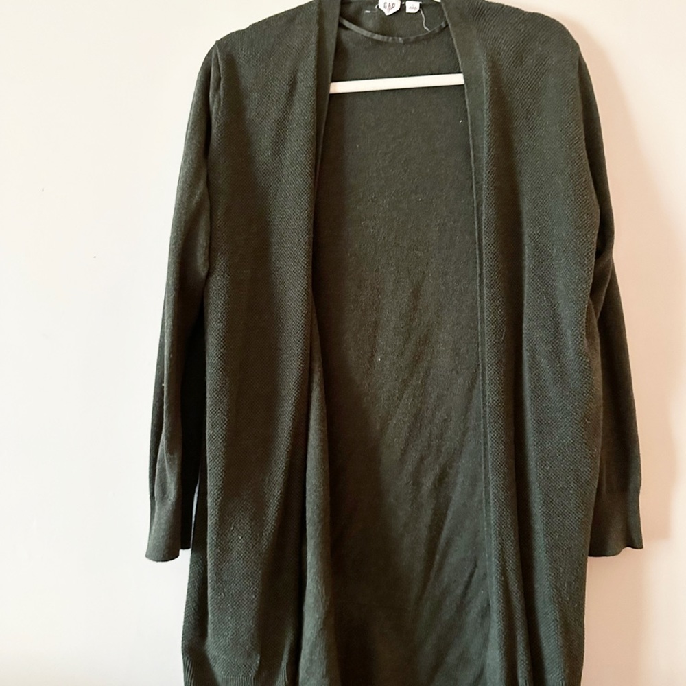 Gap dark green long cardigan